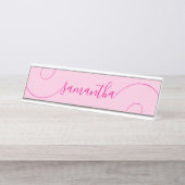 Hot Pink Curly Signature Bureau Naambordje (Voorkant)