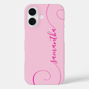 Hot Pink Curly Signature iPhone 16 Hoesje