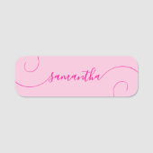 Hot Pink Curly Signature Naamplaatje (Voorkant)