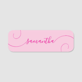 Hot Pink Curly Signature Naamplaatje