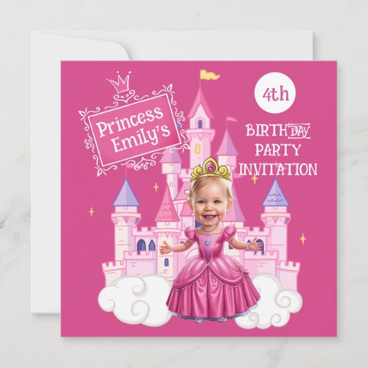 Hot Pink Custom 4e verjaardag prinses karikatuur (Voorkant)