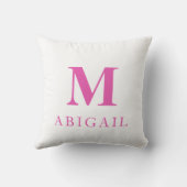Hot Pink Custom Monogram Naam Kussen (Achterkant)