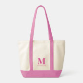 Hot Pink Custom Monogram Naam Tote Bag (Achterkant)