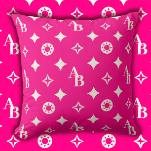 Hot Pink Custom Monogram Pattern Sierkussen