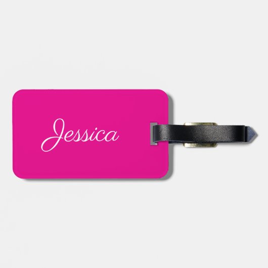 Hot Pink Custom Name Paris is always a good idea Bagagelabel (Achterkant horizontaal)
