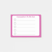 Hot Pink Custom To Do List Sticky Post-it® Notes (Voorkant)