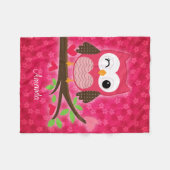 Hot Pink Cute Owl Girly op maat Fleece Deken (Voorkant (Horizontaal))