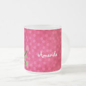 Hot Pink Cute Owl Girly op maat Matglas Koffiemok (Voorkant rechts)