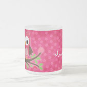 Hot Pink Cute Owl Girly op maat Matglas Koffiemok (Center)