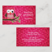 Hot Pink Cute Owl Girly Visitekaartje (Voorkant / Achterkant)