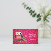 Hot Pink Cute Owl Girly Visitekaartje (Staand voorkant)