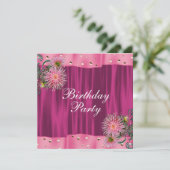 Hot Pink Dahlia Vrouwen Verjaardagsfeest Kaart (Staand voorkant)