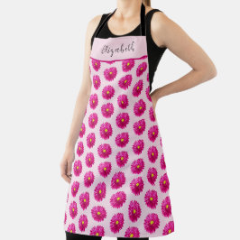 Hot Pink Daisies Aangepaste naam Schort
