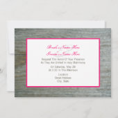 Hot Pink Daisy & Barnwood Wedding Invitation Kaart (Achterkant)