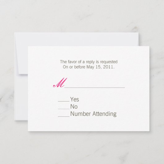 Hot Pink Daisy & Barnwood Wedding R.S.V.P. RSVP Kaartje (Achterkant)