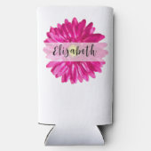  Hot Pink Daisy Custom Naam en Monogram Seltzer Blikjeskoeler (Achterkant)
