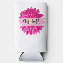 Hot Pink Daisy Custom Naam en Monogram Seltzer Blikjeskoeler