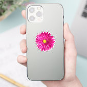 Hot Pink Daisy Custom Naam en Monogram Sticker (Telefoon)