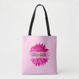  Hot Pink Daisy Custom Naam en Monogram Tote Bag