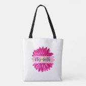  Hot Pink Daisy Custom Naam Tote Bag (Achterkant)