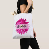  Hot Pink Daisy Custom Naam Tote Bag (Dichtbij)