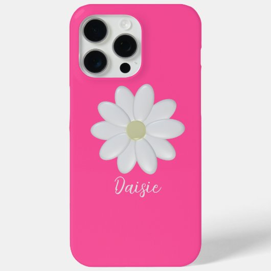 Hot Pink Daisy Flower Aangepaste naam Case-Mate iPhone Case (Achterkant)