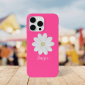 Hot Pink Daisy Flower Aangepaste naam Case-Mate iPhone Case