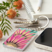 Hot Pink Daisy Petals Sleutelhanger (Voorkant Rechts)