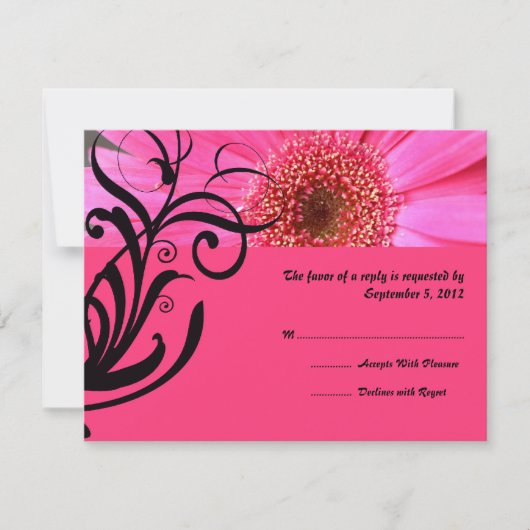 Hot Pink Daisy Wedding RSVP Kaartje (Voorkant)