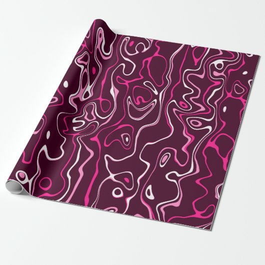 Hot pink damascus abstract swirls cool pattern cadeaupapier (Uitgerold)