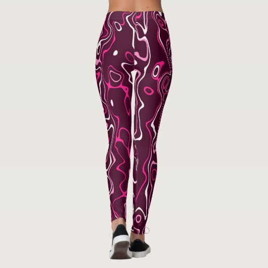 Hot pink damascus abstract swirls cool pattern leggings (Achterkant)