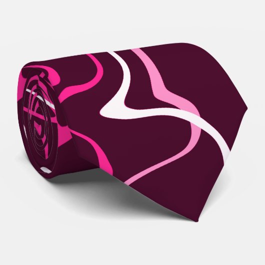 Hot pink damascus abstract swirls cool pattern stropdas (Opgerold)