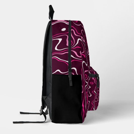 Hot pink damascus abstract swirls Custom Monogram Bedrukte Rugzak (Links)