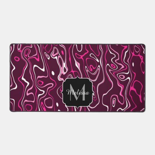 Hot pink damascus abstract swirls Custom Monogram Bureaumat (Voorkant)
