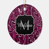 Hot pink damascus abstract swirls Custom Monogram Keramisch Ornament (Links)
