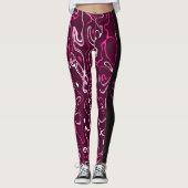 Hot pink damascus abstract swirls Custom Monogram Leggings (Voorkant)