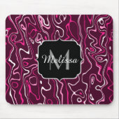 Hot pink damascus abstract swirls Custom Monogram Muismat (Voorkant)