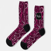 Hot pink damascus abstract swirls Custom Monogram Sokken (Links)