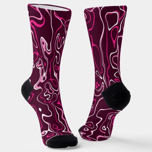 Hot pink damascus abstract swirls Custom Monogram Sokken (Gebogen)