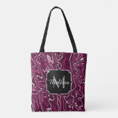 Hot pink damascus abstract swirls Custom Monogram Tote Bag (Achterkant)