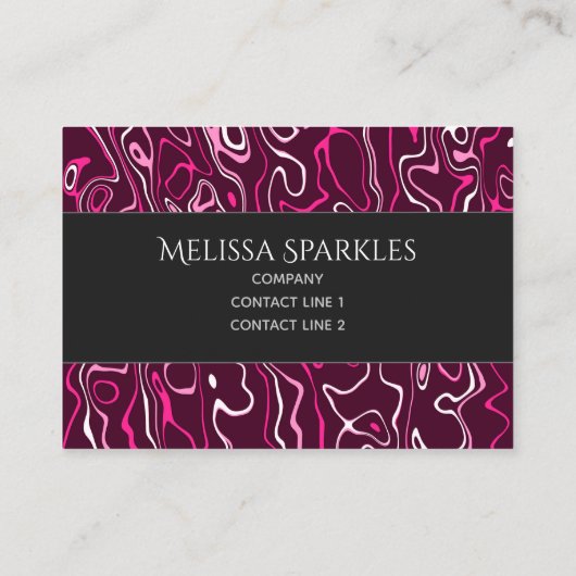 Hot pink damascus abstract swirls Custom Monogram Visitekaartje (Achterkant)