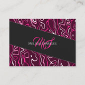 Hot pink damascus abstract swirls Custom Monogram Visitekaartje (Voorkant)