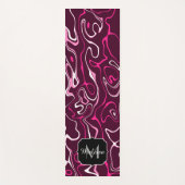 Hot pink damascus abstract swirls Custom Monogram Yogamat (Voorkant)