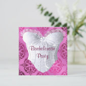 Hot Pink Damask Corset vrijgezellenfeest Kaart (Staand voorkant)