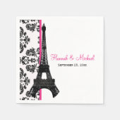 Hot Pink Damask Eiffeltoren bruiloft Servet (Voorkant)
