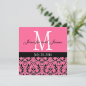 Hot Pink Damask Monogram Weddenschap 5 Kaart (Staand voorkant)