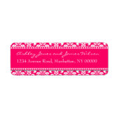 Hot Pink Damask Retouradres Labels (Voorkant)