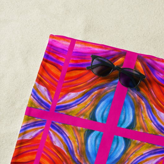 Hot Pink Desert Inspirations grote Gooi kussen Strandlaken (In situ)