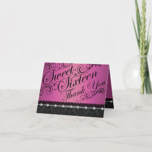 Hot-Pink Diamond & Damask (lief)16 Hartelijk dank Bedankkaart