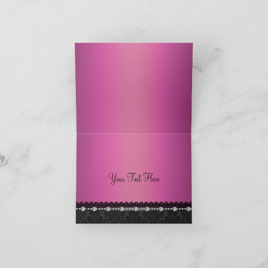 Hot-Pink Diamond & Damask (lief)16 Hartelijk dank Bedankkaart (Binnen)